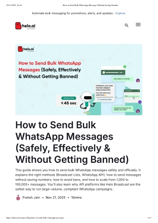 How to Send Bulk WhatsApp Messages Without Saving Number