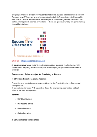 scholarships to study in France