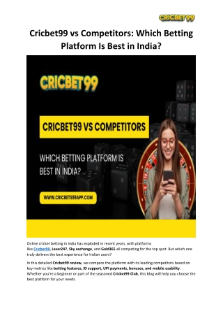 Cricbet99 vs Competitors: Which Betting Platform Is Best in India?
