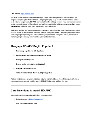 Panduan Lengkap 8ID APK – Nikmati Sensasi Slot Seru di Android Anda