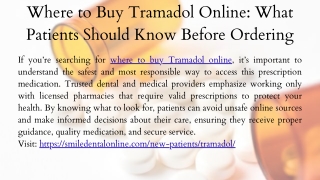 Where to Buy Tramadol Online What Patients Should Know Before Ordering