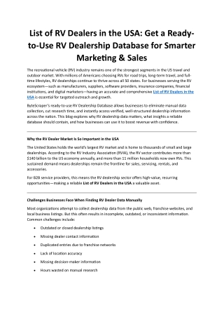 List of RV Dealers in the USA Get Ready-to-Use RV Dealership Database