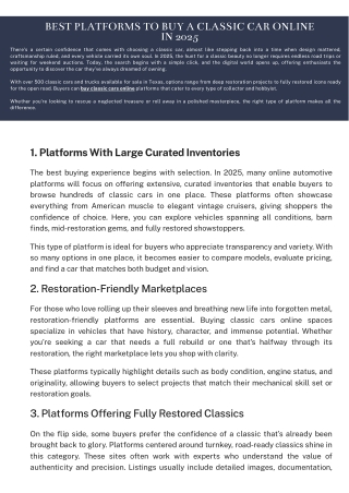 Best Platforms to Buy a Classic Car Online in 2025