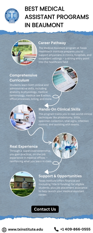 Explore the  Medical Assistant Course in Beaumont at Texas Healthtech Institute