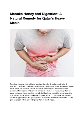 Manuka Honey and Digestion_ A Natural Remedy for Qatar’s Heavy Meals