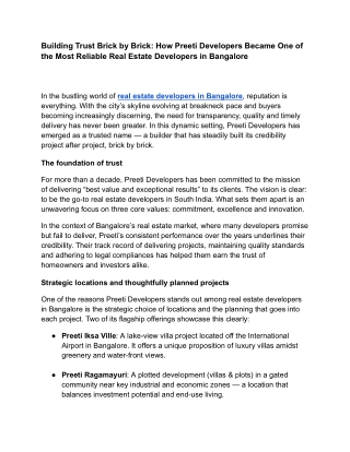 Building Trust Brick by Brick_ How Preeti Developers Became One of the Most Reliable Real Estate Developers in Bangalore