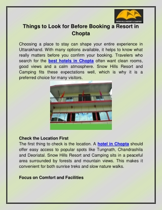 Best hotels in Chopta