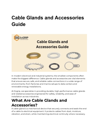 Cable Glands and Accessories Guide