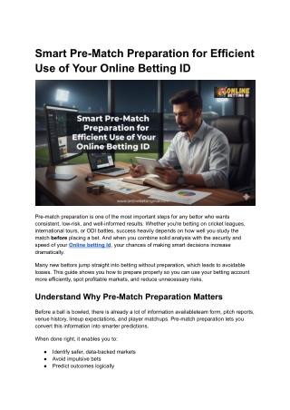 Smart Pre-Match Preparation for Efficient Use of Your Online Betting ID