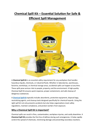 Chemical Spill Kit for Safe Cleanup - Ocean Safety Supplies