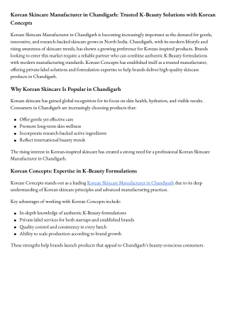 Korean Skincare Manufacturer in Chandigarh