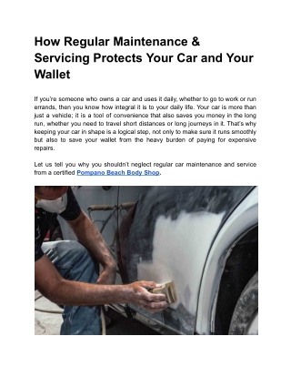 How Regular Maintenance & Servicing Protects Your Car and Your Wallet