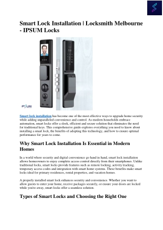 Smart Lock Installation - Locksmith Melbourne - IPSUM Locks