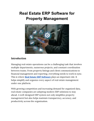 Real Estate ERP Software for Property Management