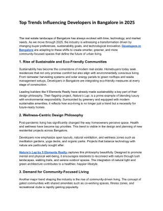 Top Trends Influencing Developers in Bangalore in 2025