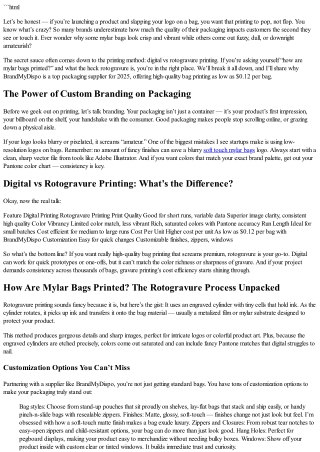 What Is Rotogravure Printing? A Deep Dive for Your Custom Mylar Bags