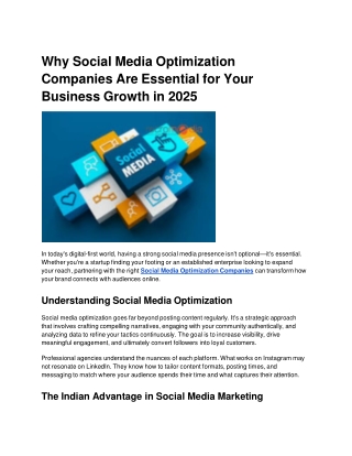 Why Social Media Optimization Companies Are Essential for Your Business Growth in 2025
