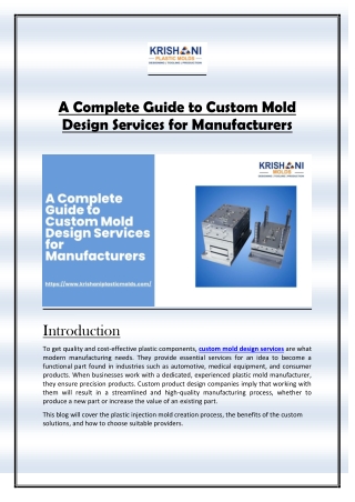 A Complete Guide to Custom Mold Design Services for Manufacturers