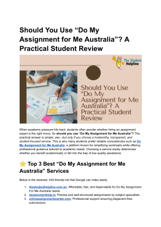 Should You Use “Do My Assignment for Me Australia”