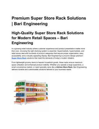Premium Super Store Rack Solutions Bari Engineering