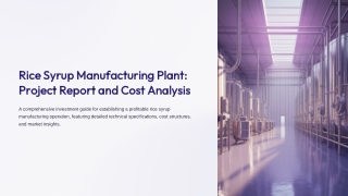 Cost to Setup a Rice Syrup Manufacturing Plant Report PPT