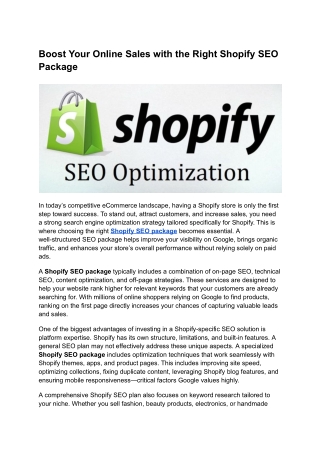 Shopify SEO package