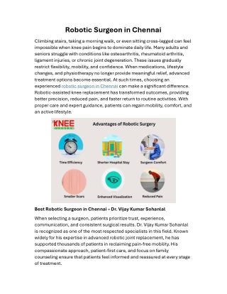 Robotic Surgeon in Chennai