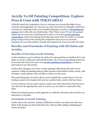 Oil & Acrylic Painting Competition: Explore Pros and Cons!