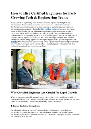 How to Hire Certified Engineers for Fast-Growing Tech & Engineering Teams