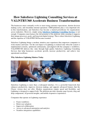 Salesforce Lightning Consulting Services​