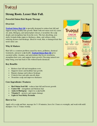 Strong Roots, Lesser Hair Fall – TruSoul Onion Hair Oil