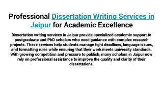 Professional Dissertation Writing Services in Jaipur for Academic Excellence