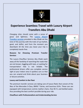 Experience Seamless Travel with Luxury Airport Transfers Abu Dhabi