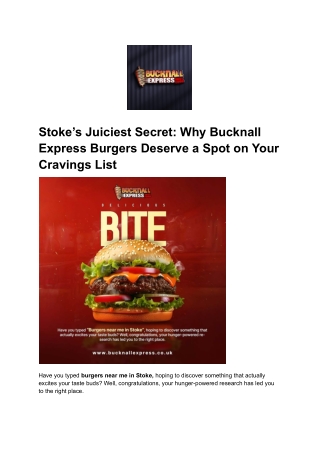 Best Burgers in Stoke | Bucknall Express Takeaway