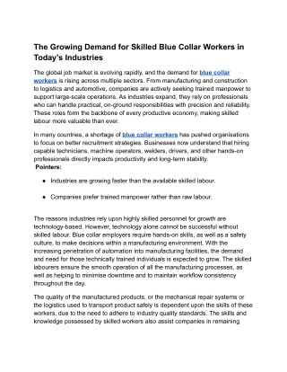 The Growing Demand for Skilled Blue Collar Workers in Today’s Industries