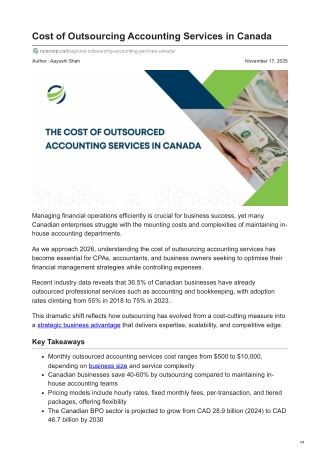Cost of Outsourcing Accounting Services in Canada