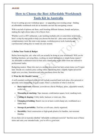 How to Choose the Best Affordable Workbench Tools Kit in Australia