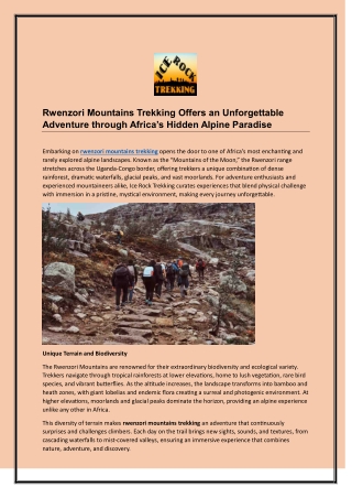 Rwenzori Mountains Trekking Offers an Unforgettable Adventure through Africa’s Hidden Alpine Paradise