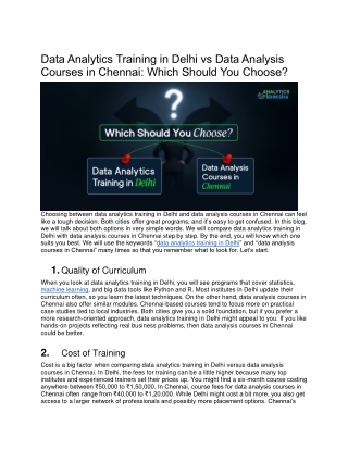 What Makes the Best Data Analyst Course in Delhi Stand Out