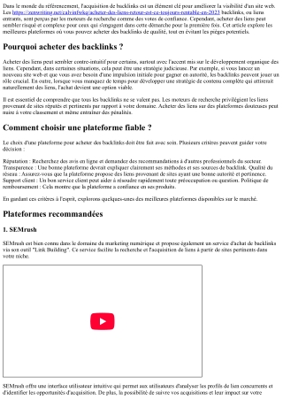 Les plateformes recommandées pour acheter vos premiers backlinks.