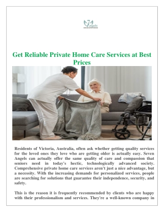 Get Reliable Private Home Care Services at Best Prices