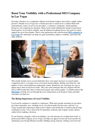 Boost Your Visibility with a Professional SEO Company in Las Vegas