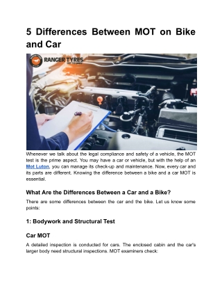 5 Differences Between MOT on Bike and Car