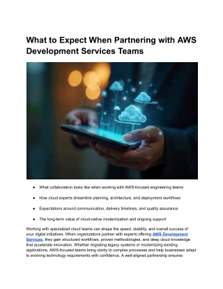 What to Expect When Partnering with AWS Development Services Teams
