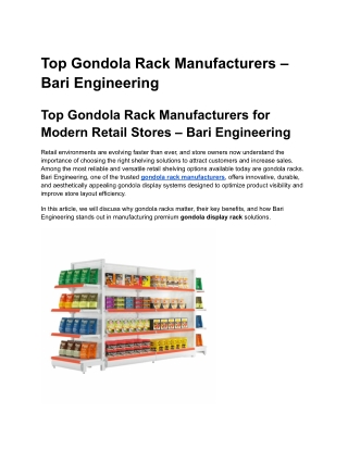Top Gondola Rack Manufacturers – Bari Engineering