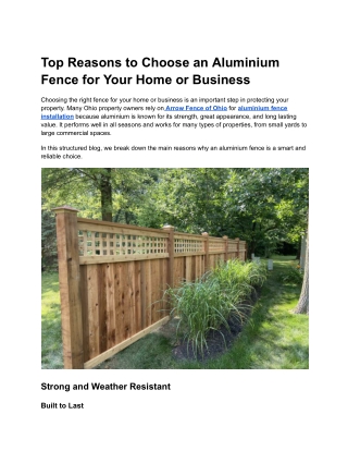 Reasons to Choose an Aluminium Fence for Your Home or Business