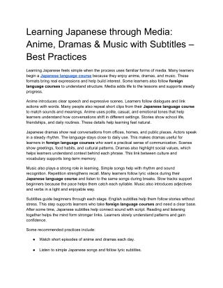 Learning Japanese through Media_ Anime, Dramas & Music with Subtitles