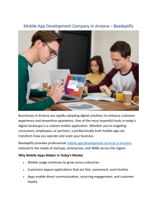 Mobile App Development Services  in Arizona