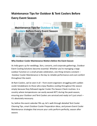 Maintenance Tips for Outdoor & Tent Coolers Before Every Event Season