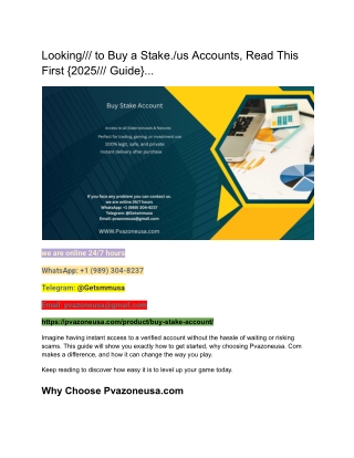 Buy Stake Accounts | Secure & Fast Transactions at Pvazoneusa